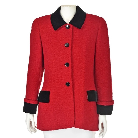 Escada Jackets & Blazers - Rare Vintage 80’s Escada Red Wool, Cashmere, and Angora Blazer, size 38